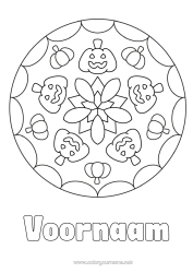 Gratis kleurplaat Pompoen Mandala Jack O'Lantern Eenvoudige kleurplaten