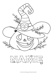 Colouring to customise Pumpkin Halloween Jack O'lantern Wizard's Hat