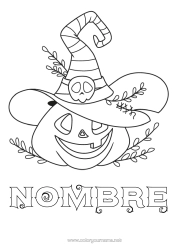 Colorear gratis Calabaza Halloween Jack O'Lantern Sombrero de mago