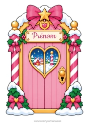 Coloriage à personnaliser Lutins De Noël Porte Porte De Lutin De Noël