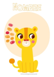 Colorear gratis León Actividades para niños Animales Animales salvajes de África Huella dactilar