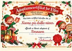 Farvelægningssiden tilpasning Officiel Adoption Af En Julenisse Lille Drille's Id-Papirer