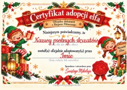 Kolorowanka do personalizacji Oficjalna Adopcja Świątecznego Elfa Dokumenty Tożsamości Lutin Farceur