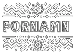 Gratis färgläggning Utsmyckat namn Geometriska former 3D