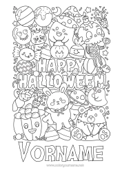 Kostenlose Malvorlage Kürbis Ein Bonbon oder ein Zauber? Halloween Kürbis Komplexe Ausmalbilder Beschriftung 