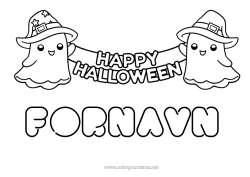 Farvelægningssiden tilpasning Spøgelse Halloween Kawaii Nem Farvelægning Tilmelding "Halloween"