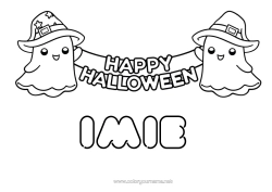 Kolorowanka do personalizacji Duch Halloween Uroczy Łatwe Kolorowanki Napis 'Halloween'