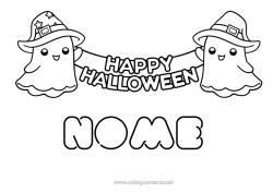 Colorare per personalizzare Fantasma Halloween Kawaii Disegni Da Colorare Facili Iscrizione "Halloween"