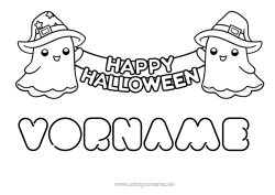 Kostenlose Malvorlage Geist Halloween Kawaii Einfache Ausmalbilder Beschriftung 