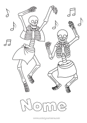 Desenho para personalizar Esqueleto Dança Dia Dos Mortos Música Festa Da Música Sports Artistiques Nota Musical