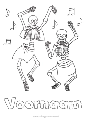 Kleurplaat aanpassen Skelet Dans Dia De Los Muertos Muziek Muziekfestival Artistieke Sporten Muzieknoot