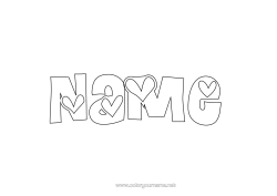 Free coloring Heart Decorated name