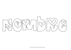 Colorear gratis Corazón Nombre decorado