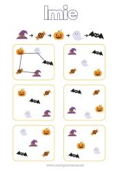 Kolorowanka za darmo Halloween Aktywności dla dzieci Gra logiczna Ciąg logiczny