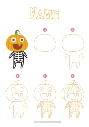 Colouring to customise Pumpkin Halloween Jack O'lantern Children's Activities Learning To Draw