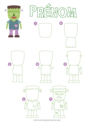 Coloriage à personnaliser Monstre Activités Enfants Frankenstein Zombie Apprendre À Dessiner