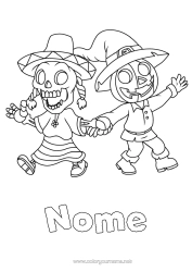 Colorare per personalizzare Mostro Scheletro Halloween Giorno Dei Morti Sombrero