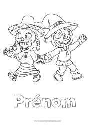Coloriage à personnaliser Monstre Squelette Halloween Día De Los Muertos Sombrero
