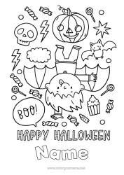 Free coloring Vampire Pumpkin Trick or treat Halloween Inscription