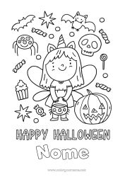 Desenho para personalizar Fantasia Abóbora Doce Ou Travessura? Halloween Menina Fada Inscrição "Halloween"