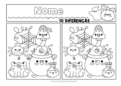 Desenho para personalizar Caldeirão Mágico Halloween Sapo Animais Marinhos Ou Aquáticos Encontre As Diferenças