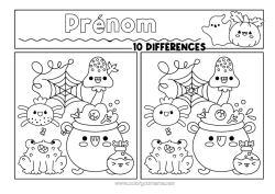 Coloriage à personnaliser Chaudron Magique Halloween Grenouille Animaux Marins Ou Aquatique Jeu Des Différences