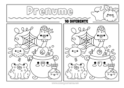 Pagină de colorat personalizată Cazan Magic Halloween Broască Animale Marine Sau Acvatice Jocul Diferențelor