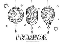 Pagină de colorat personalizată Anul Nou Chinezesc Lanterna chineză