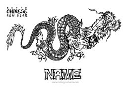 Free colouring Dragon Chinese New Year Dragons, unicorns, and fantastical creatures