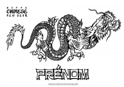 Coloriage gratuit Dragon Nouvel An chinois Dragons, licornes et animaux fantastiques