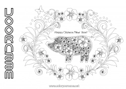 Gratis tekening Varken Chinees Nieuwjaar Boerderijdieren