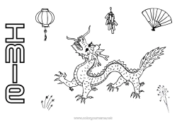 Rysunek za darmo Smok Chiński Nowy Rok Smoki, jednorożce i fantastyczne zwierzęta