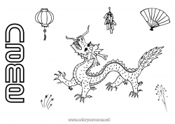 Free coloring Dragon Chinese New Year Dragons, unicorns and fantastic animals