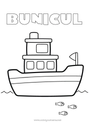 Pagină de colorat pentru copii Mare Vehicule Barcă Desene de colorat ușoare Vehicule maritime