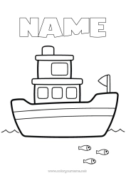 Free colouring Sea Vehicles Boat Easy colouring pages Marine vehicles