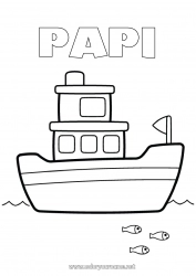 Coloriage enfant Mer Véhicules Bateau Coloriages faciles Véhicules maritimes