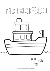 Coloriage enfant Mer Véhicules Bateau Coloriages faciles Véhicules maritimes