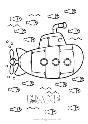 Free colouring Sea Vehicles Submarine Marine vehicles