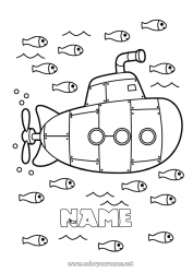 Free coloring Sea Vehicles Submarine Maritime vehicles