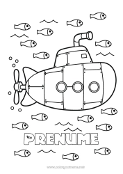 Desen liber de colorat Mare Vehicule Submarin Vehicule maritime