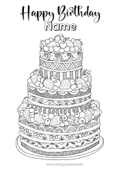 Free colouring Cake Birthday Complex colouring pages Happy birthday message