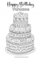 Kostenlose Malvorlage Kuchen Geburtstag Komplexe Ausmalbilder Alles Gute zum Geburtstag (Französisch) Nachricht