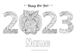 Free colouring Mandala Rabbit 2023 Chinese New Year Forest animals