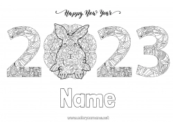 Free coloring Mandala Bunny 2023 Chinese New Year Forest animals