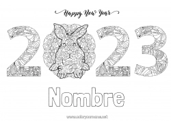 Dibujo libre Mandala Conejo 2023 Año Nuevo chino Animales del bosque