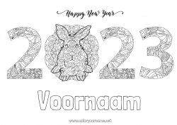 Gratis tekening Mandala Konijn 2023 Chinees Nieuwjaar Bosdieren