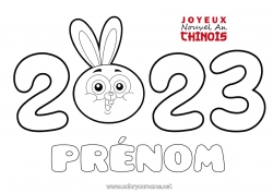 Coloriage gratuit Lapin 2023 Nouvel An chinois Animaux de la forêt