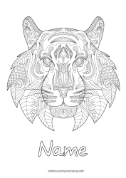 Coloring to customize Mandala Tiger Animal Chinese New Year Zentangle Wild animals of Africa