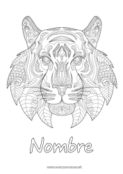 Colorear gratis Mandala Tiger Animales Año Nuevo chino Zentangle Animales salvajes de África