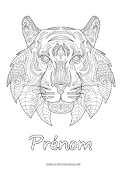 Coloriage gratuit Mandala Tigre Animal Nouvel An chinois Zentangle Animaux sauvages d'Afrique